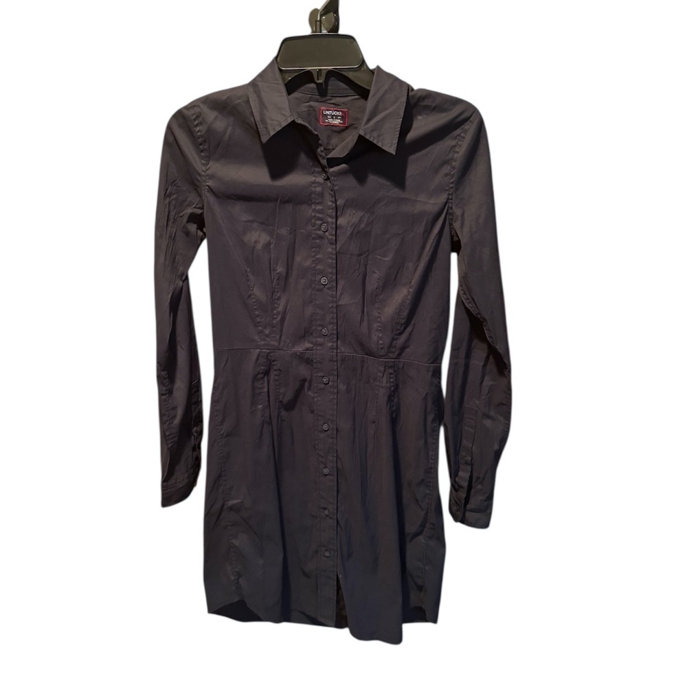 UnTuckIt Women's Marisol Long Sleeve Shirt Dress in Navy Size 2